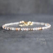 Golden Rutile Quartz Micro Faceted Tiny Beads Handmade Meditation Bracelet 6-8"