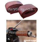 "FOR ALL ROYAL ENFIELD BIKES" LH & RH Grip Leather Wrap Pair, Cherry Brown