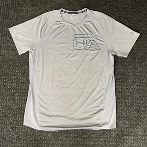 Mens Under Armour UA HeatGear Fitted Short Sleeve Shirt Gray XL FAST SHIP - Picture 1 of 7