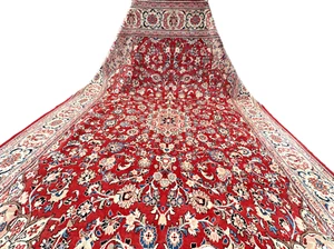 Auth: 40's Antique Mahaal Rug Velvety Botanical Beauty Red 10x14 NR - Picture 1 of 23