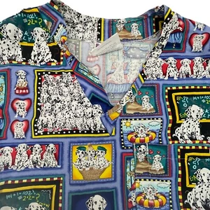 Uniform City Dalmations Scrub Top size Medium Short Sleeve Multicolor 23" Chest - Picture 1 of 9