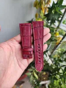 Red 29/22mm Genuine Exotic Leather Skin Watch Strap Band ForCartier- Handmade - Picture 1 of 9