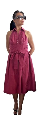 NWOT Donna Ricco New York Halter Taffeta Dress Fuchsia Size 6 - Image 1 of 4