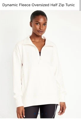 NUEVO CON ETIQUETAS Sudadera Antigua Azul Marino Dinámica Polar Media Cremallera Blanca Túnica Cremallera Bolsillos Talla 2X Foto 1 de 4