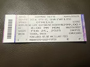 Denzel Washignton & Jake Gyllenhaal "Othello" First Broadway Preview Ticket Stub - Picture 1 of 2