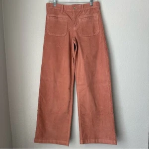 American Eagle Stretch Corduroy Low Rise Baggy Wide Leg pink Pant 6 Long NEW - Picture 1 of 16