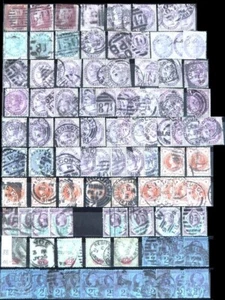 GB Page of Used QV Classics Stamps, Duplications - Picture 1 of 1