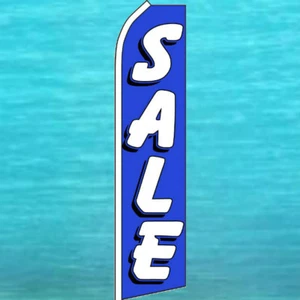 SALE blaue FLATTERFAHNE groß gebogen oben Werbung Feder Bande Banner Flagge - Bild 1 von 5