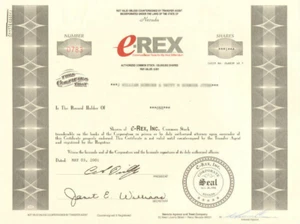 e-REX computer hardware software and web hosting internet stock certificate - Picture 1 of 1