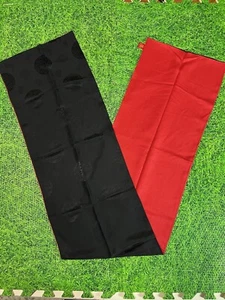 Shanghai Tang Silk Scarf Fringe Stole Reversible Red Black Logo - Picture 1 of 7
