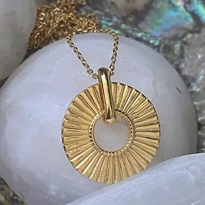 18K Gold Filled Round Necklace | Minimalist, Handmade | Fortune Charm - Picture 1 of 8