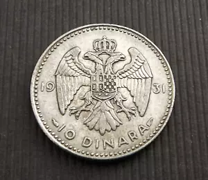 Yugoslavia 1931 10 Dinara Alexander I. Paris Mint Silver VF CA158 - Picture 1 of 2
