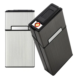 Cigarette Case with Lighter 100'S King Size 20Pcs Cigarettes 2 Pack Rechargeable - Picture 1 of 12