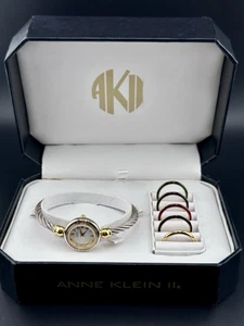 Working Box Set Anne Klein II 10/1838-9 Cuff Watch W/Bezel Changes & Colors - Picture 1 of 15