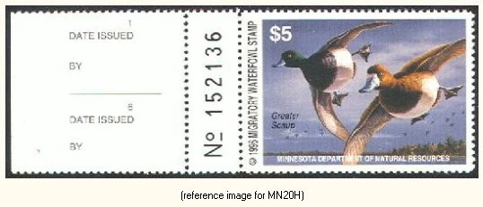 HALFPRICEDUCK Minnesota Duck Stamp 1996 $5.00 full left tab - Image 1 of 1