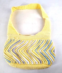 Gewebte Strick Häkel Handtasche Chevron Muster Schulter Handtasche mehrfarbig gefüttert - Bild 1 von 14