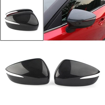 Rearview Mirror Cover Trim Fit For Mazda CX-5 2015-2016 Carbon Fiber Look Pair - Image 1 of 4