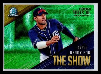 Tarjeta Fernando Tatis Jr. 2019 Bowman Ready Show refractor verde #RFTS-10 #/99 Foto 1 de 2