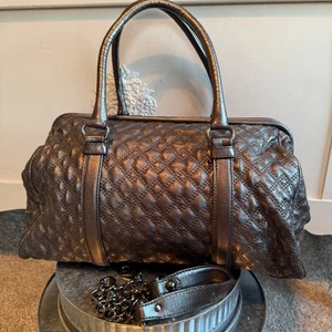 Dolce & Gabbana Bag Susanne Quilted Metallic Gray Leather Satchel Shoulder Bag - Picture 1 of 7