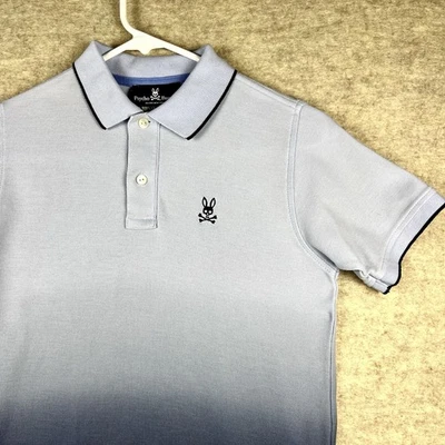 Psycho Bunny Boys M 10/12 Pima Cotton Polo Shirt Short Sleeve Light Blue Faded - Image 1 of 4