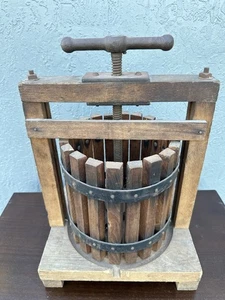 Antique Fruit Grape Wine Cider Press Metal Handle & Wood Farm Tool - Picture 1 of 13