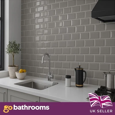 Grey Metro Tile Ceramic Subway Kitchen Splashback Bathroom Shower Tile | 1m² Box - Image 1 of 4