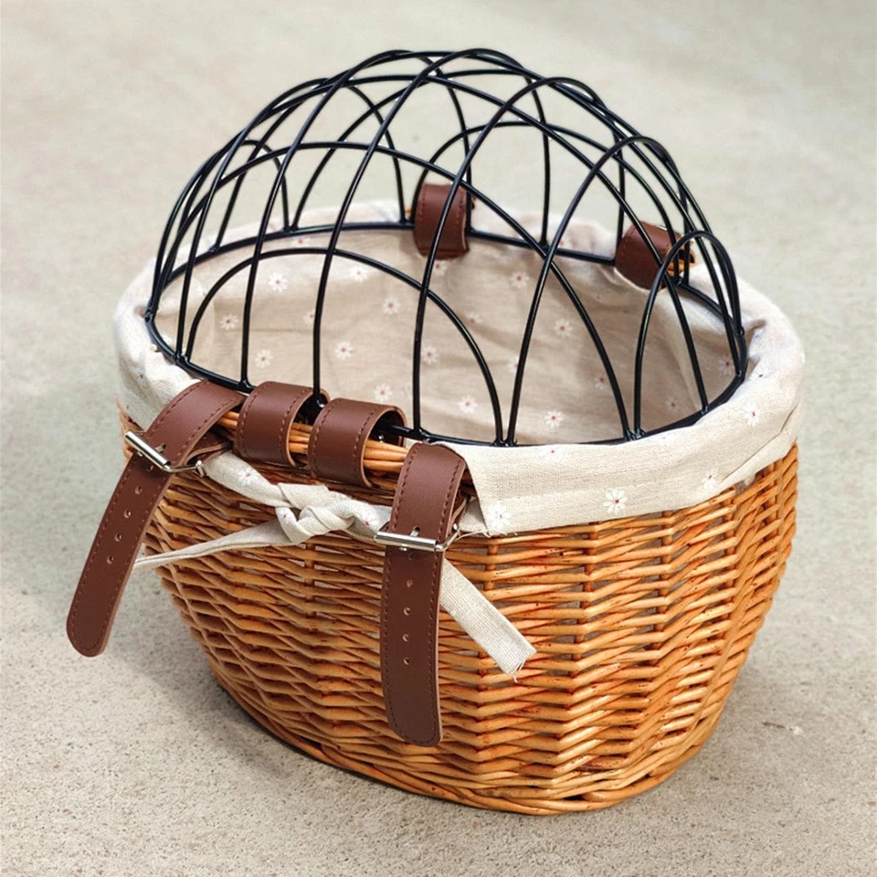 自行车篮子编织篮子可拆卸日落容器便携式自行车篮 — 第 1/1 张图片