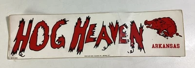Pegatina de parachoques Arkansas Razorbacks Hog Heaven años 80 NOS Printline Raleigh Foto 1 de 4