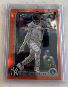 2025 Topps Chrome Baseball, #283 Jazz Chisholm Jr, Orange Refractor 19/25, WB10 - Picture 1 of 3