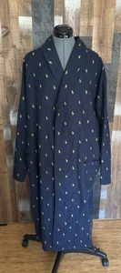Polo Ralph Lauren Cotton Robe Small Navy Pony Logo Print Shawl Collar Unisex - Picture 1 of 19