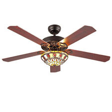 52" Tiffany Ceiling Fan with Light &Remote Flush Mount Chandelier Led Lamp Fan