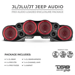 Barra de sonido DS18 para altavoces Jeep JL/JLU/JT audio profesional 8" tweeters y amplificador - Imagen 1 de 10