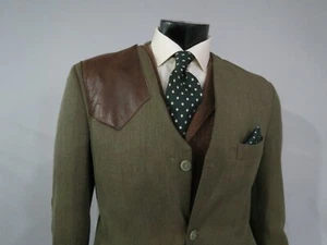 VTG J Press Whipcord tweed Leather accents shooting field jacket sport coat 40 R - Picture 1 of 16