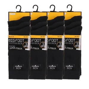 3-12 Pairs Big Foot 100% Cotton Men's Comfort Socks, Soft Grip Top Socks 11-14 - Picture 1 of 2