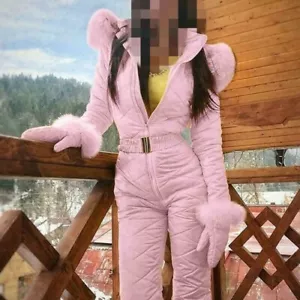 Ski Suit Women's Snowsuit Winter Warm Jumpsuits Pants Zip Hooded Waterproof - Picture 1 of 14