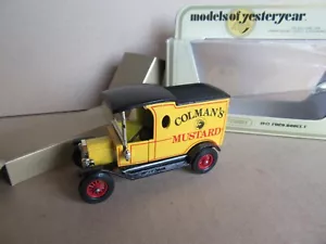 428J Matchbox Y12 Ford Modelo T 1912 Mostaza Colman's Modelo De Ayer - Imagen 1 de 7