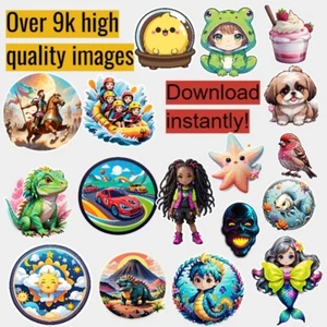 9000 digital stickers Bundle variety of high-quality PNG images instant download - Picture 1 of 24