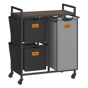 Wäschekorb 3 Fächer, Wäschesammler 100 L, Wäschesortierer, Rollen - Bild 1 von 18
