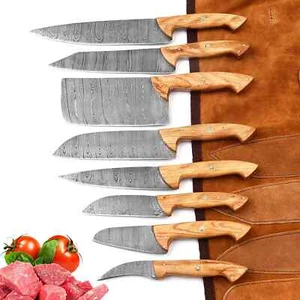 Juego de cuchillos de cocina profesionales de acero Damasco hechos a medida con bolsa de rollo-ZEE-2910 - Imagen 1 de 7