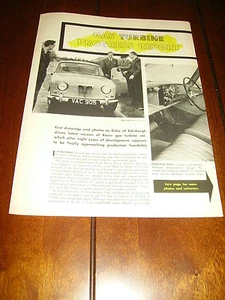 1958 ROVER TURBINE JET CAR  ORIGINAL VINTAGE ARTICLE - Picture 1 of 2