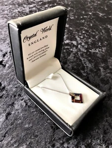 Crystal World England Sterlingsilber & Swarovski Diamantform Anhänger Halskette - Bild 1 von 7