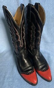 Texas American Made Cowboy/Western Boots Black Red Snakeskin Toe Mens 8 D