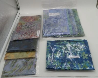 Large Lot of 11 Batik Fat Quarters & One 44" x 22" batik fabric piece - Image 1 of 4