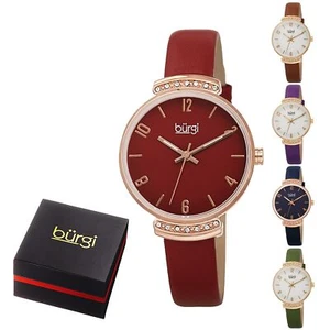 Burgi BUR254 Damenuhr Quarzuhr Swarovski Kristalle Echtlederarmband - Bild 1 von 20