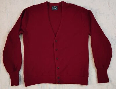 Cárdigan Suéter Vintage Años 80 Jantzen Acrílico Hecho en EE. UU. Para Hombres XL Borgoña Abuelo Foto 1 de 4