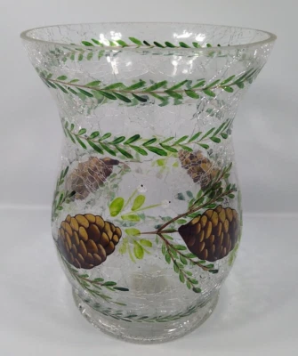 Yankee Candle Crackle Pine Cone Pillar Holder Christmas Winter Holiday Décor - Image 1 of 4