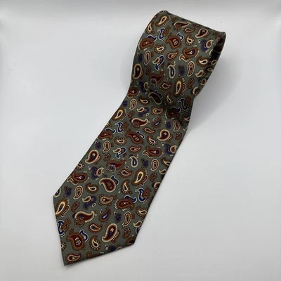 Corbata ROBERTA FIRENZE 100% Seta Seda Hecha en Italia Verde Paisley Foto 1 de 3