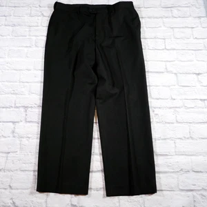 Pantalones de vestir Savane negros frente plano cintura expandible poliéster para hombre 36x29 - Imagen 1 de 7