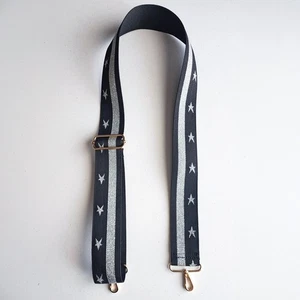 KRIS ANA Metallic Stars & Stripe Adjustable Purse Bag Strap in Silver & Black - Picture 1 of 4
