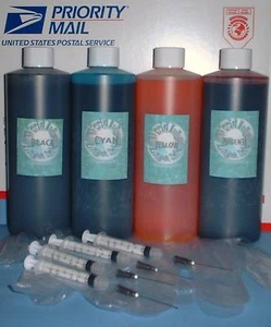 Pół galonu 64oz 4 kufle / 16oz b/c/m/y zestaw atramentów uzupełniających HP 27 28 29 33 38 40 41 - Zdjęcie 1 z 1